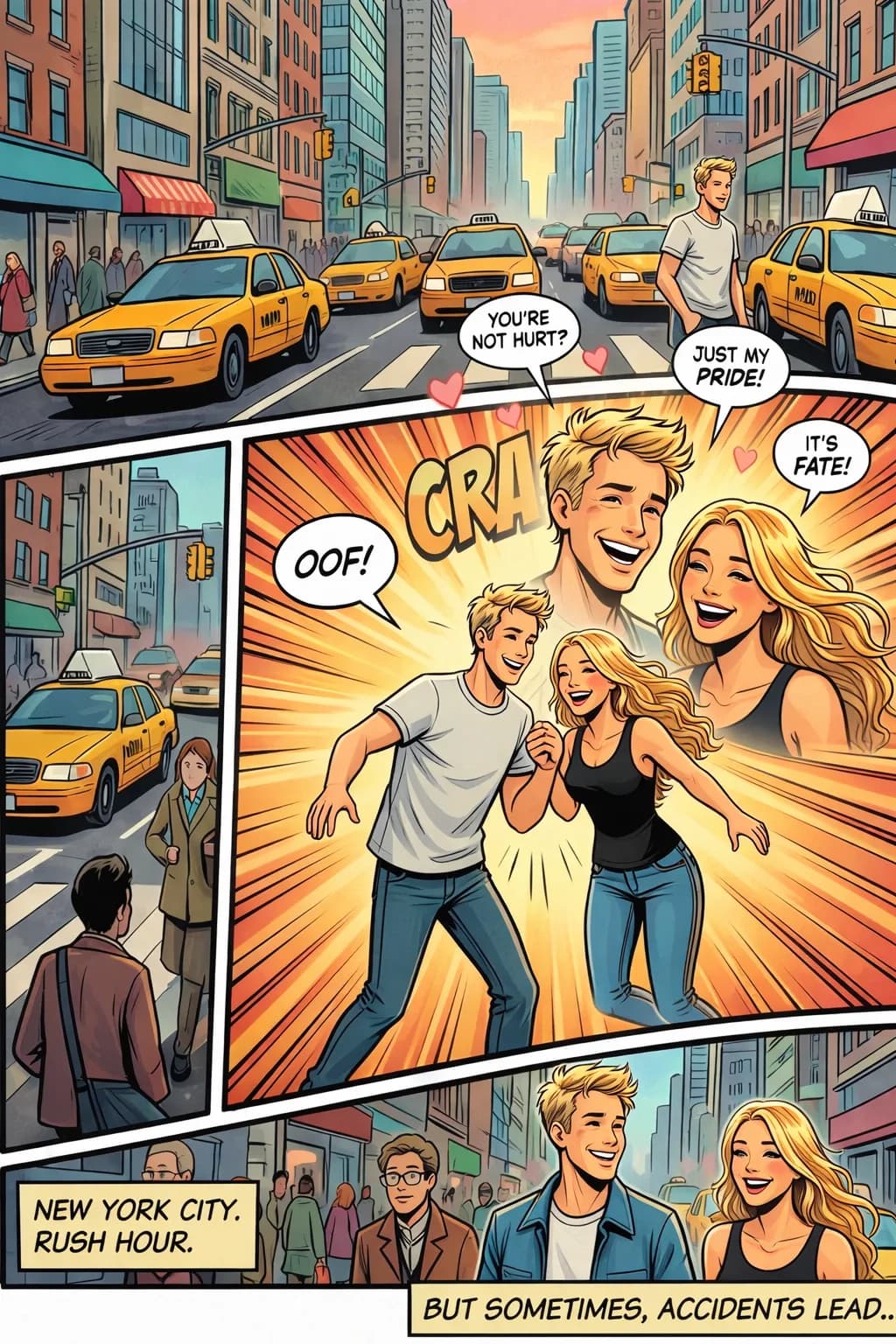 Livre illustré American Modern : planche de comic book américain coloré et dynamique style super-héros