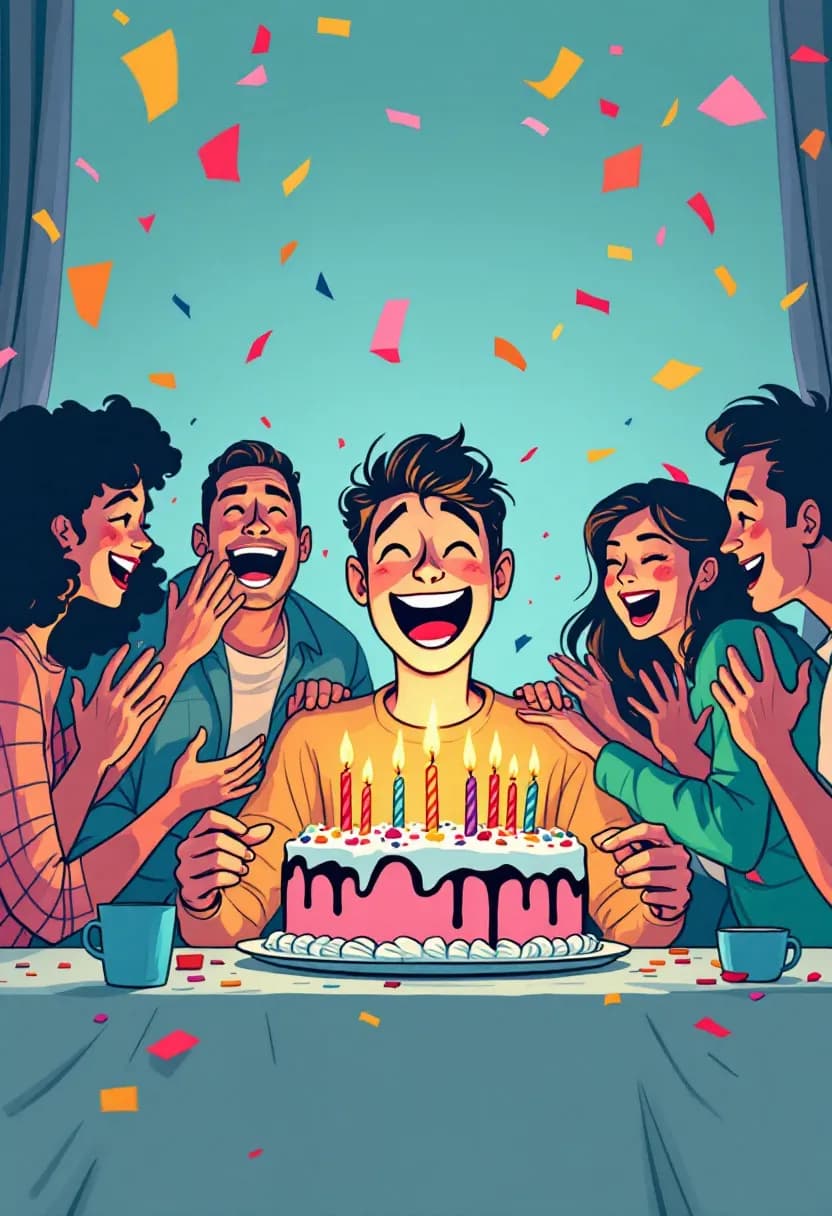Livre american modern anniversaire : illustration personnalisée en style american modern