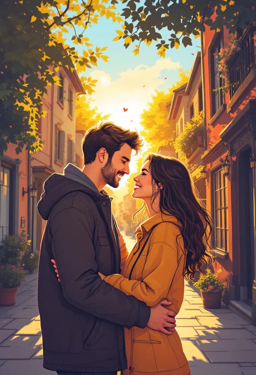 Livre american modern couple : illustration personnalisée en style american modern