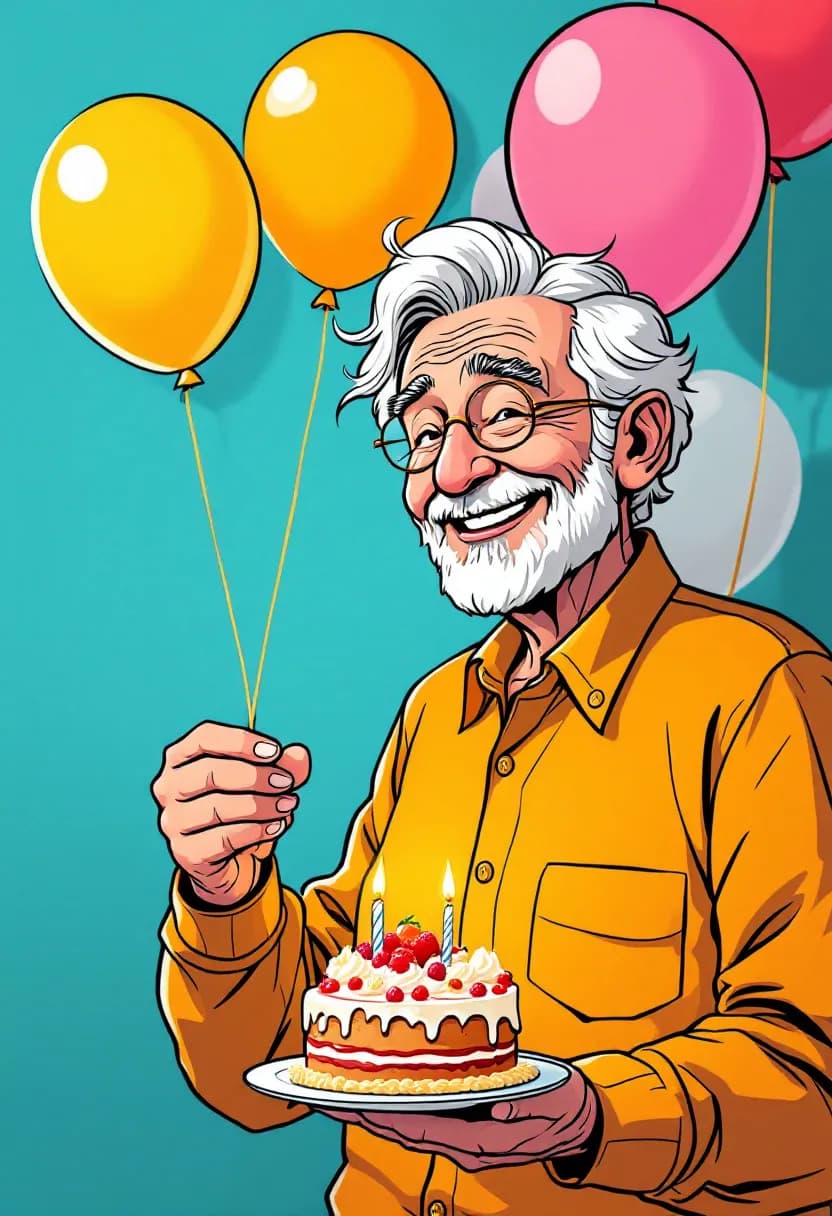 Livre american modern cadeau retraite : un senior heureux célébrant son départ en retraite