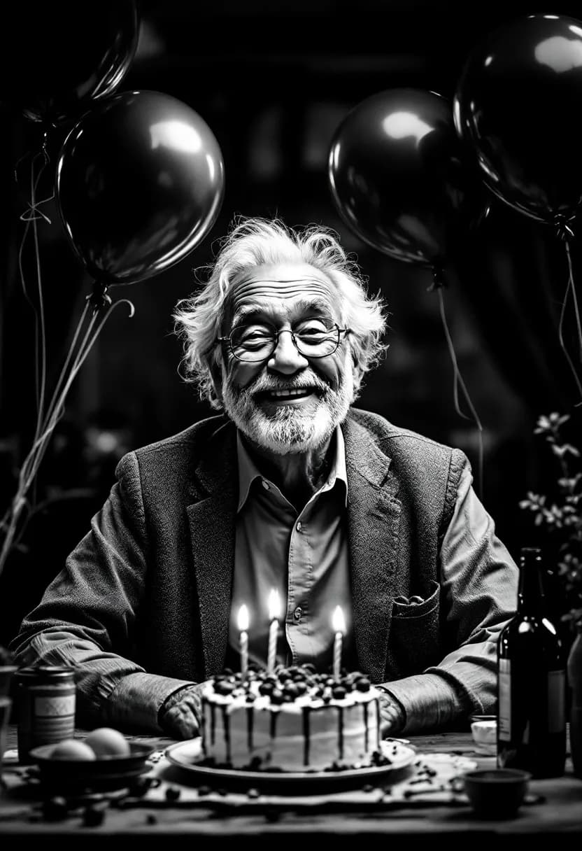 Livre film noir cadeau retraite : un senior heureux célébrant son départ en retraite