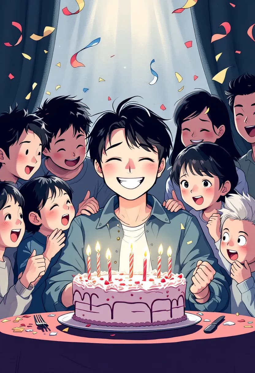 Livre manga anniversaire : illustration personnalisée en style manga