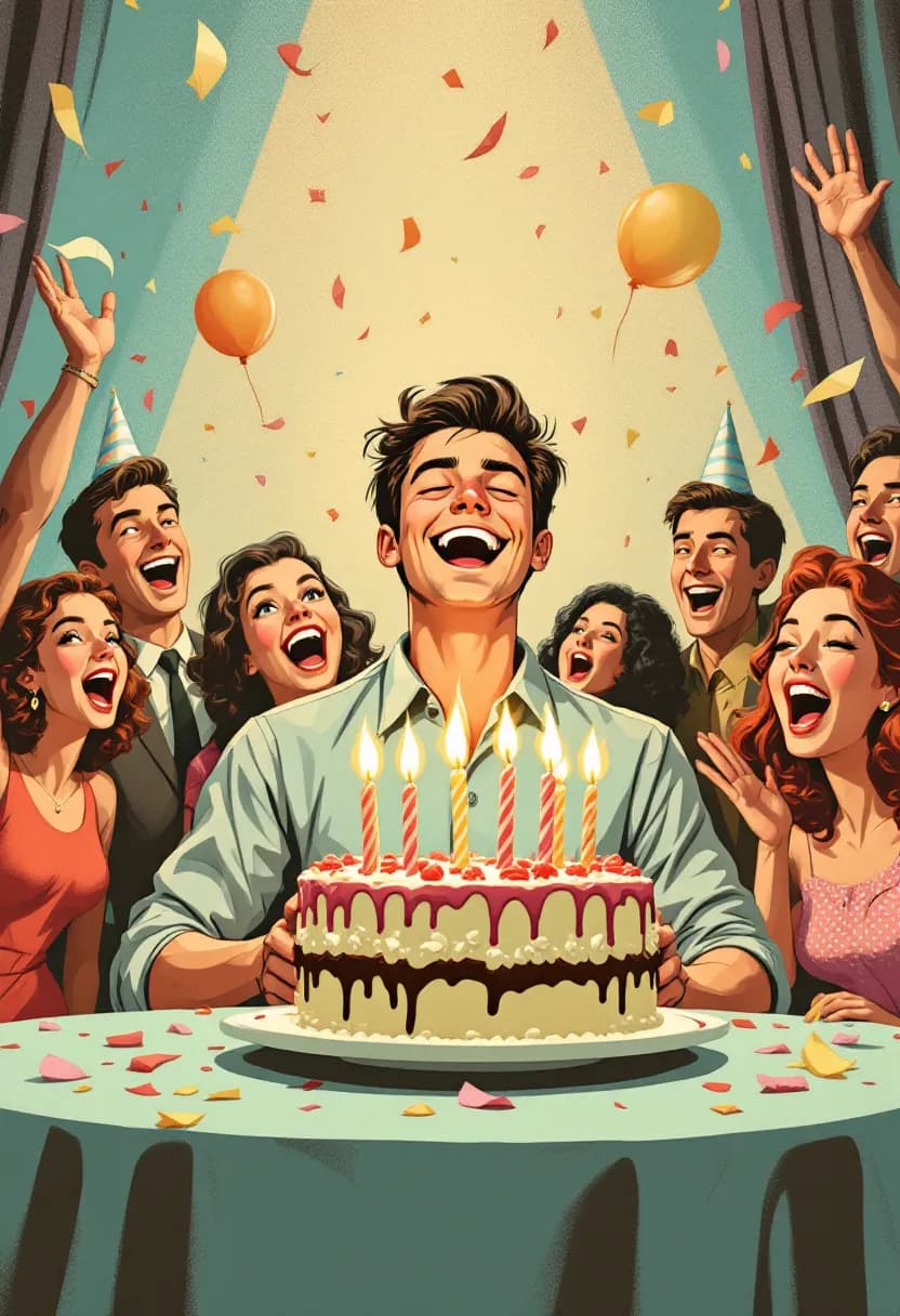 Livre vintage anniversaire : illustration personnalisée en style vintage